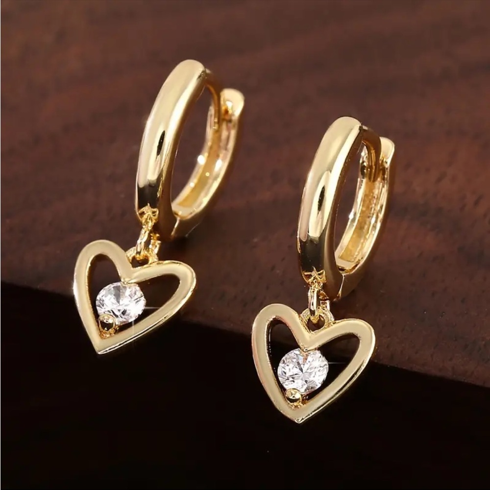Hearts With Small Hoops Earrings-NEW